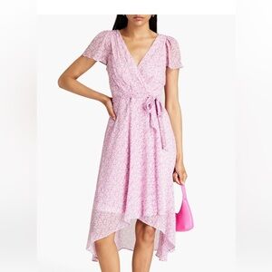 DKNY Faux Wrap Midi‎ Dress in Floral Pink Sz 8